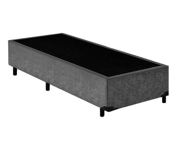 Base Cama Box Solteiro Suede Cinza 40x88x188