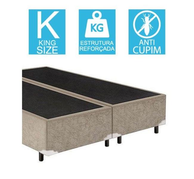 Base Cama Box Bipartido King Size Suede Bege 40x193x203 - Carrefour