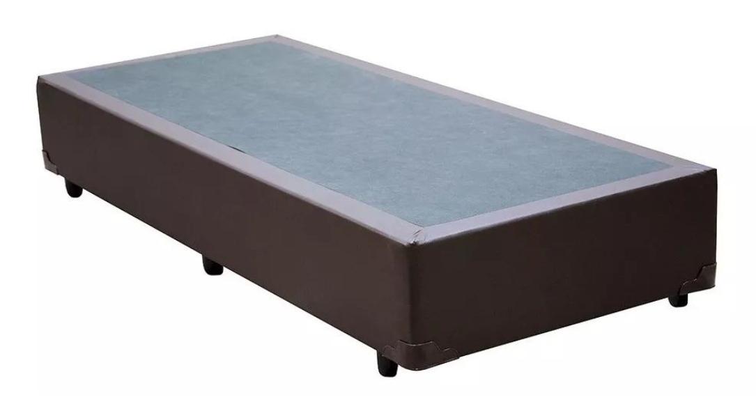 Base Cama Box Solteiro Corino Marrom 40x88x188