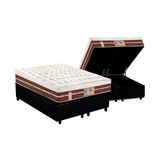 Cama Box Bau Queen Colchao Molas Ensacadas Castor Pocket Silver Star Air Hibrido Base Crc Courano Black 158x198