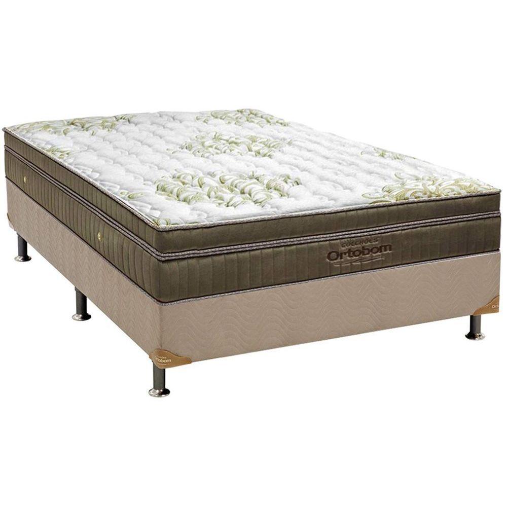 Cama Box Casal Colchao Molas Ensacadas Ortobom Superpocket Gold Ultragel Box Nobuck Clean 138x188