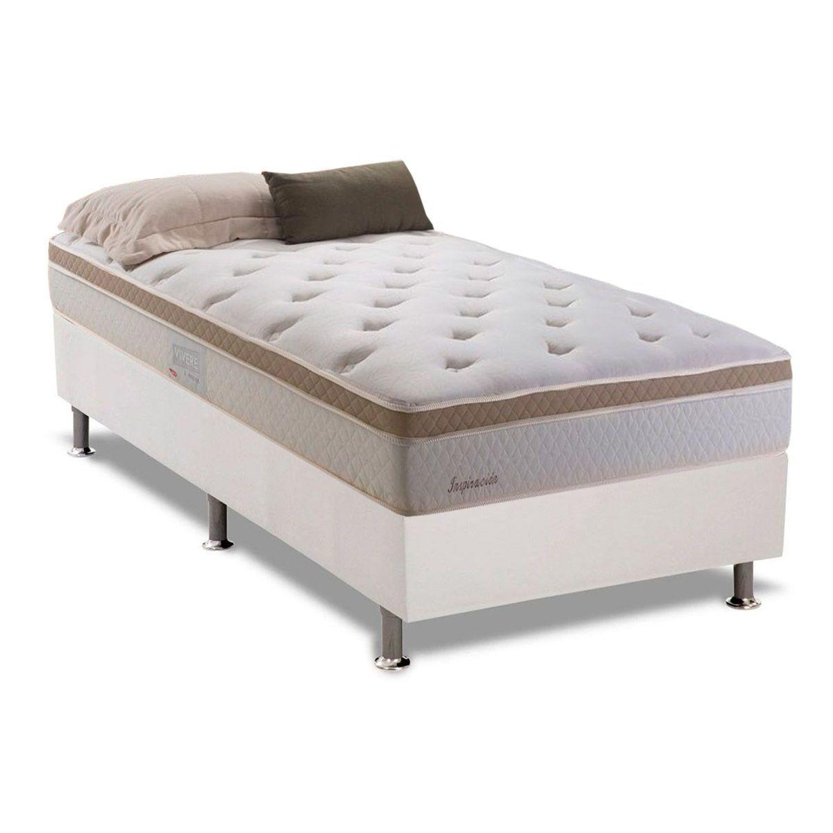 Cama Box Solteiro Colchao Molas Bonnel Herval Inspiracion Base Crc Courano Branco 88x188