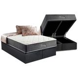 Cama Box Bau Queen Colchao Molas Ensacadas Anjos Masterpocket Fort Flex Base Crc Suede Cinza 158x198