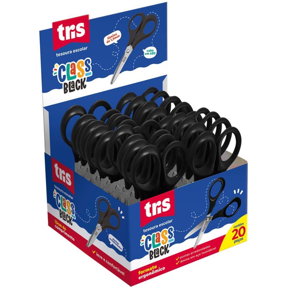 Tesoura Escolar Tris Class Black 13cm.