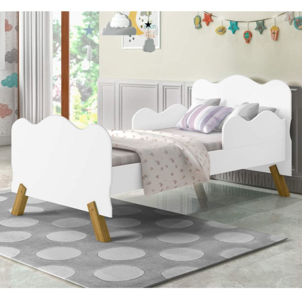 Mini Cama Infantil com Proteção Lateral Cambel Móveis Branco