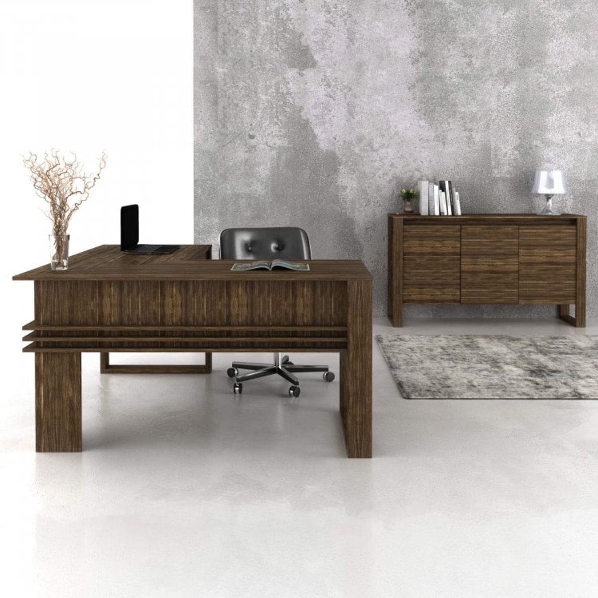 Mesa Angular para Escritório Charme Espresso Móveis Nogal