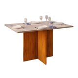 Mesa De Sala Jantar Hera Tampo Madeirado Vidro Reto 120x90cm Freijo Off White Dj Moveis