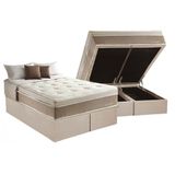 Cama Box Bau King Colchao Molas Herval Maxspring Diplomat Base Crc Suede Bege 193x203