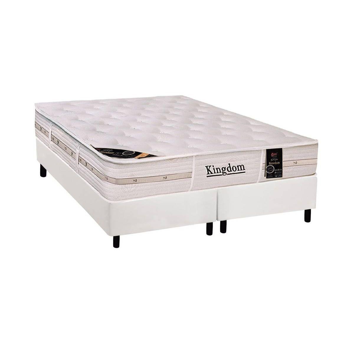 Cama Box King Colchao Molas Ensacadas Castor Pocket Kingdom Aloe Vera Base Crc Courano White 193x203