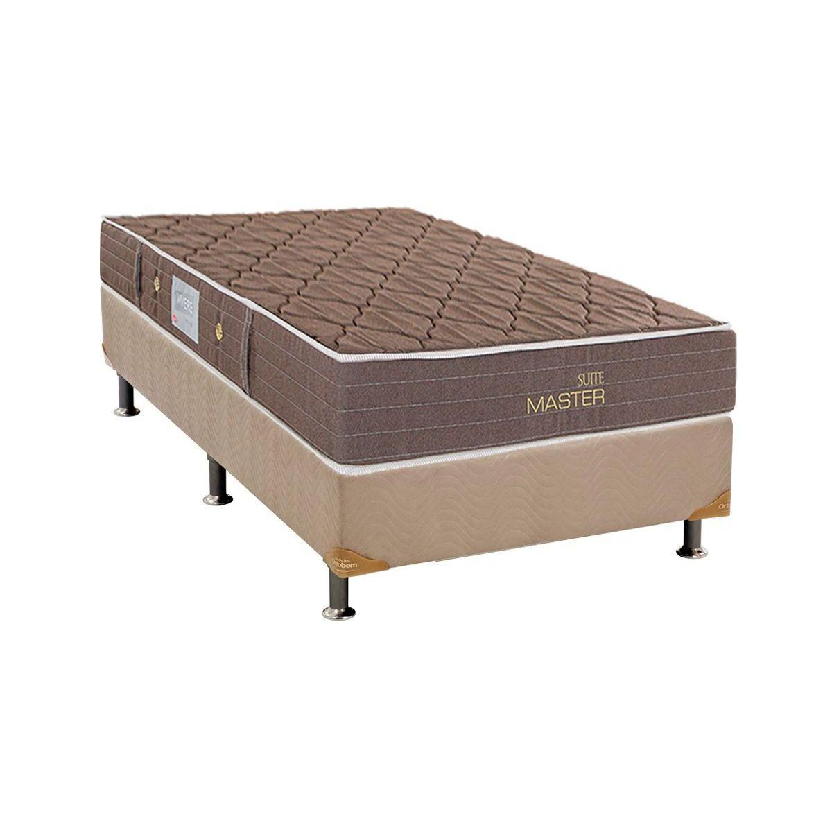 Cama Box Solteiro Colchao Molas Bonnel Herval Suite Master Base Crc Suede Bege 88x188