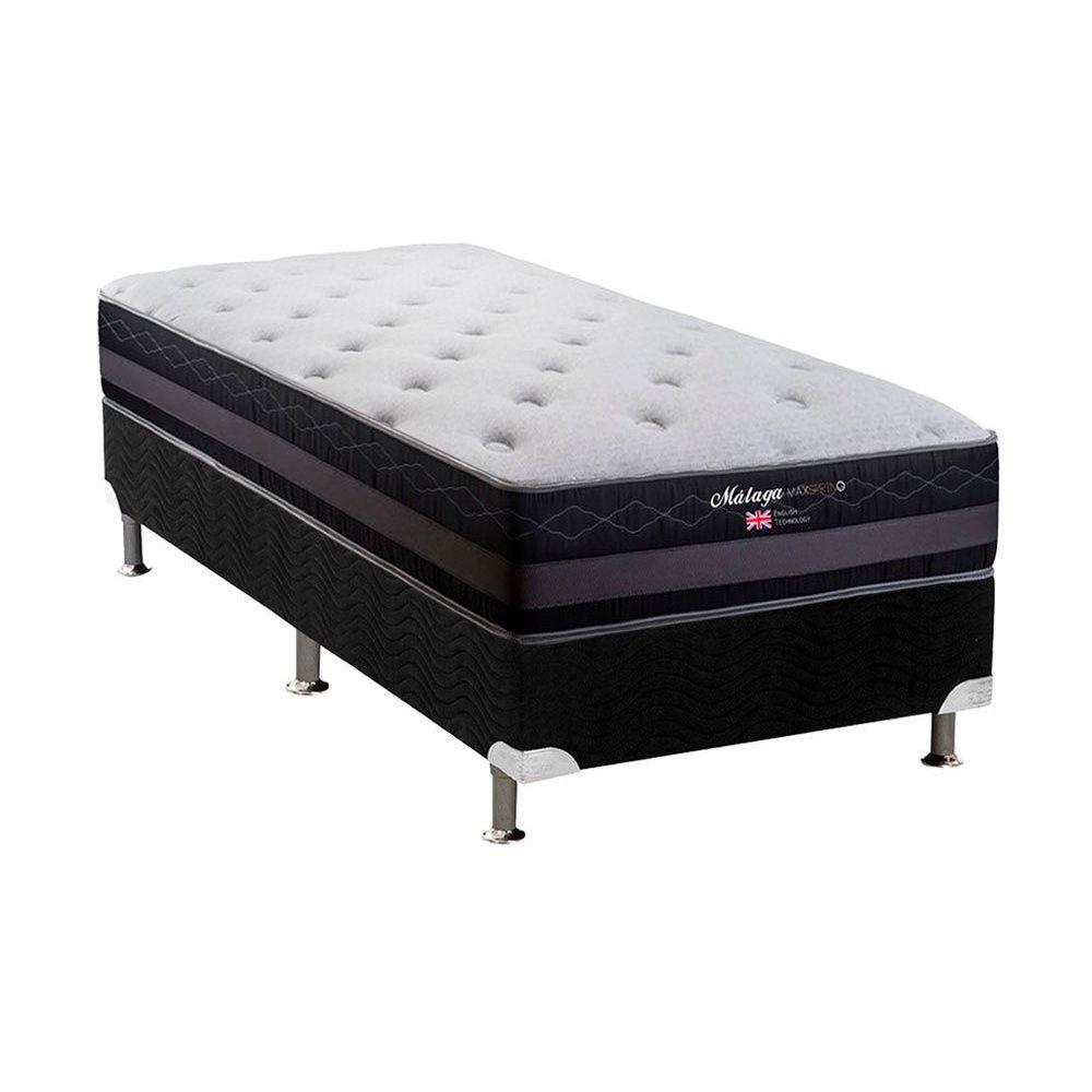 Cama Box Solteiro Colchao Molas Herval Maxspring Malaga Base Crc Suede Black 88x188