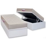 Cama Box Bau Solteiro Colchao Espuma D45 Herval Top Base Crc Courano Branco 88x188