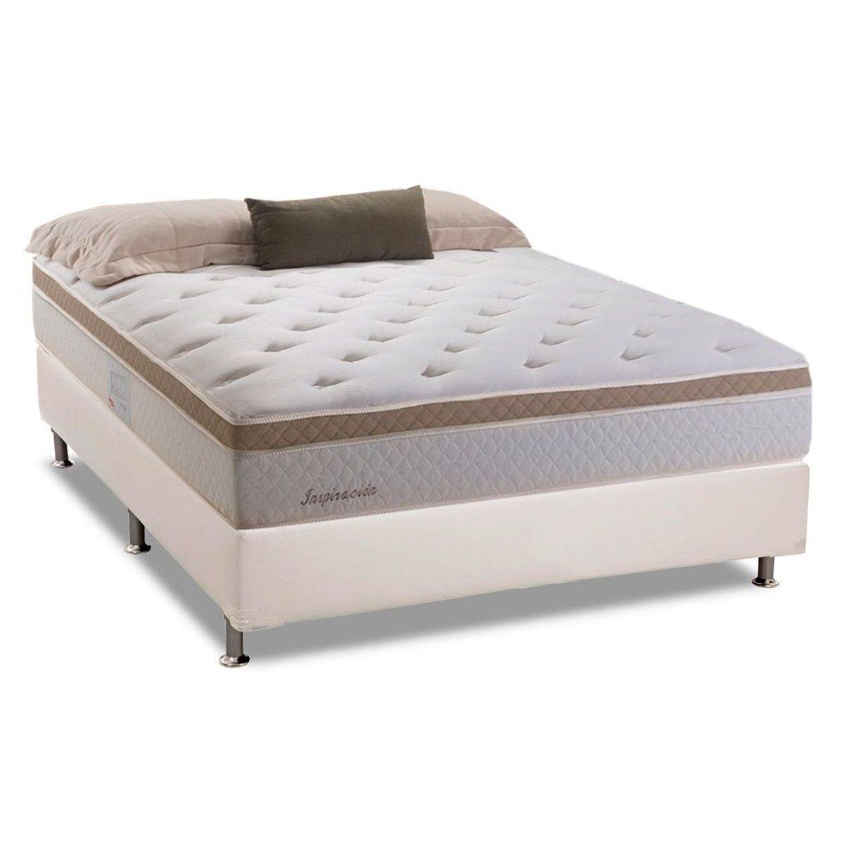 Cama Box Casal Colchao Molas Bonnel Herval Inspiracion Base Crc Courano Branco 138x188