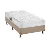 Cama Box Solteiro Colchao Espuma D45 Herval Top Base Crc Suede Bege 88x188