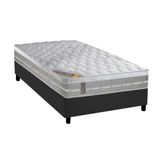 Cama Box Solteiro Colchao Molas Ensacadas Castor Pocket Premium Gel Base Crc Suede Gray 88x188