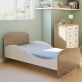 Mini Cama Infantil com Proteção Lateral Uli Móveis Peroba Branco/Carvalho