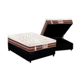 Cama Box Bau Casal Colchao Molas Ensacadas Castor Pocket Silver Star Air Hibrido Base Crc Courano Black 138x188