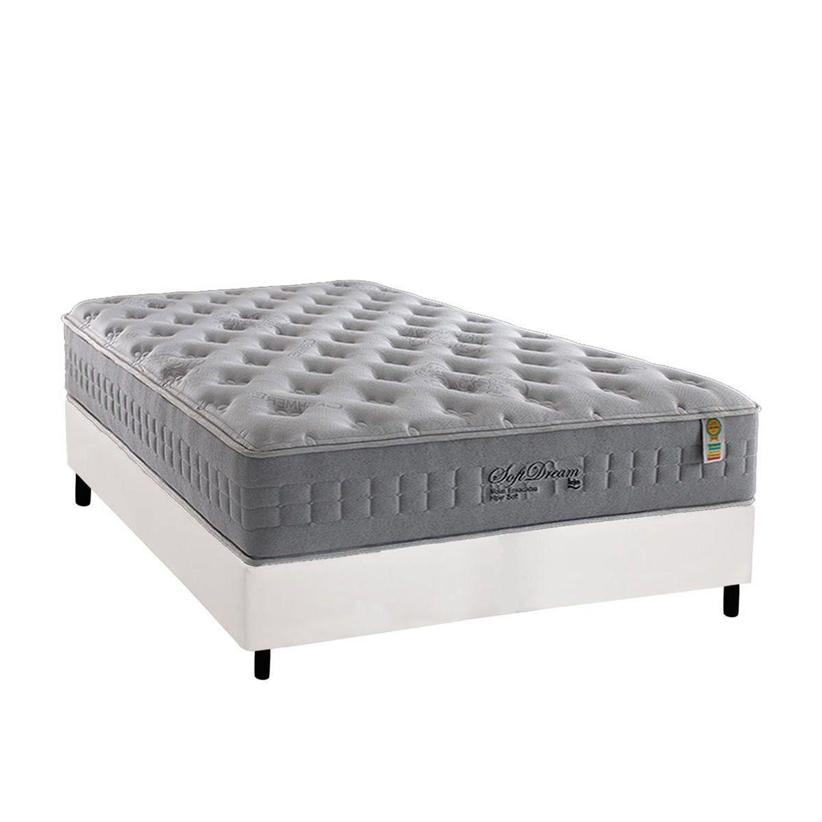 Cama Box Casal Colchao Molas Ensacadas Anjos Masterpocket Soft Dream Base Crc Courano Branco 138x188