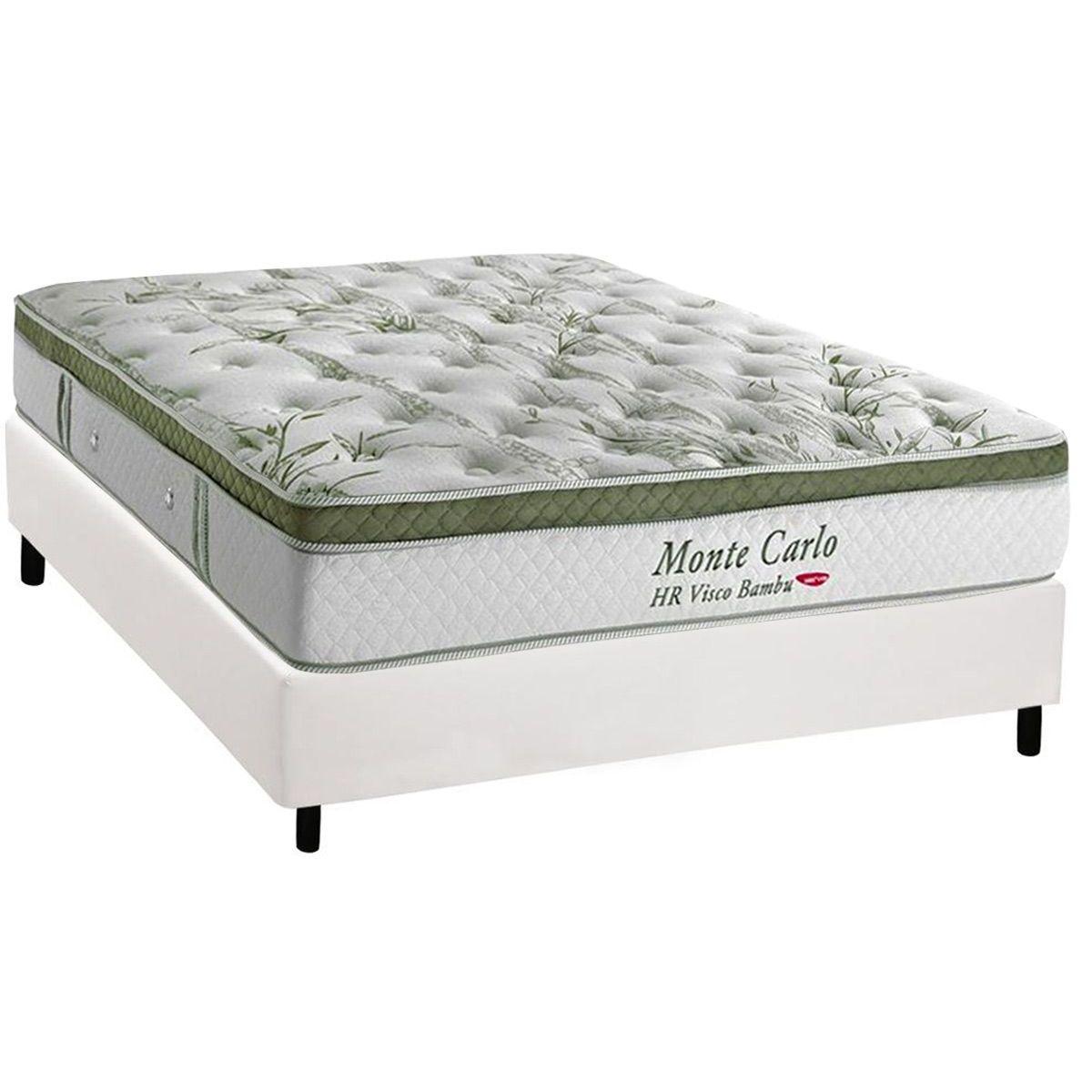 Cama Box Casal Colchao Molas Ensacadas Herval Masterpocket Monte Carlo Hr Visco Base Crc Courano Branco 138x188