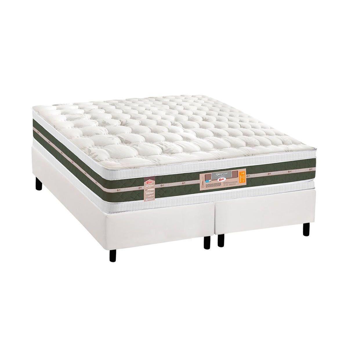 Cama Box King Colchao Molas Bonnel Castor Silver Star Air Base Crc Courano White 193x203