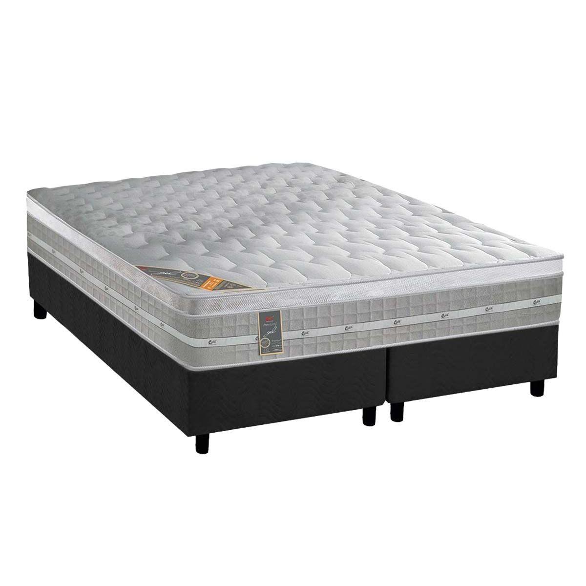 Cama Box King Colchao Molas Ensacadas Castor Pocket Premium Gel Base Crc Suede Gray 193x203