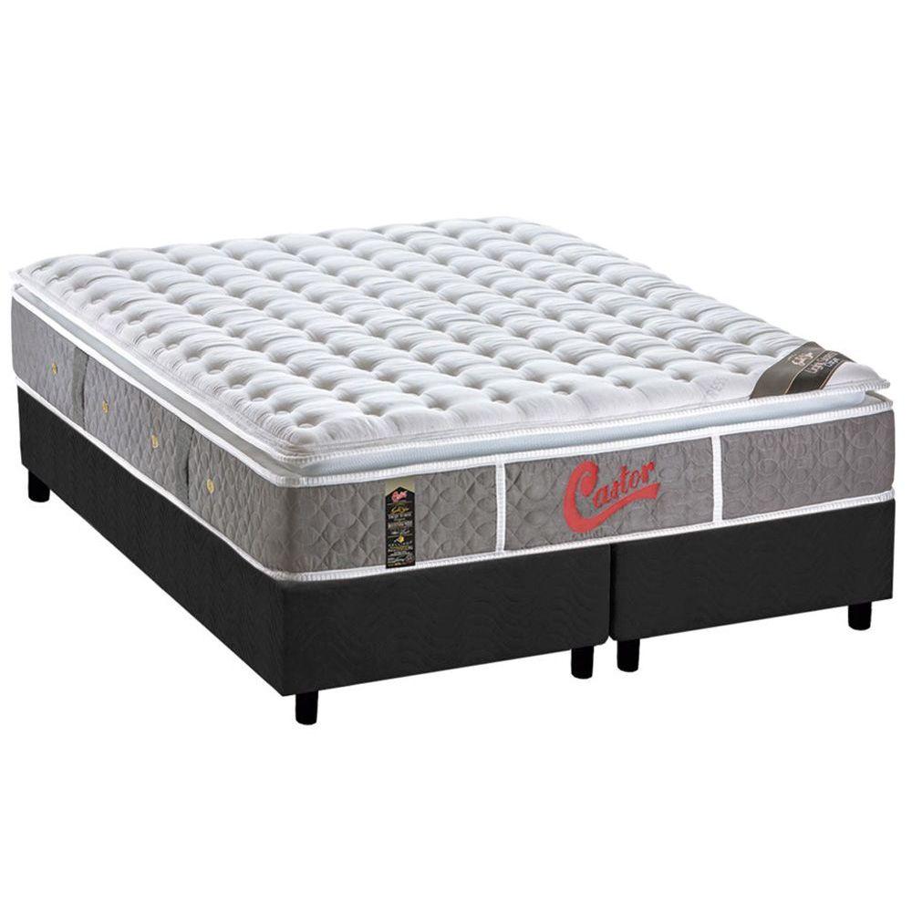 Cama Box King Colchao Molas Ensacadas Castor Pocket Light Stress Oxygen New One Face Base Crc Suede Gray 193x203