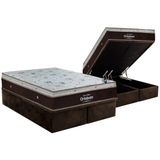 Cama Box Bau King Colchao Molas Ensacadas Ortobom Superpocket Sleep King Base Crc Suede Brown 186x198