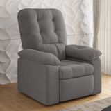 Poltrona Reclinável Suede Veludo Estoril Espresso Móveis Cinza