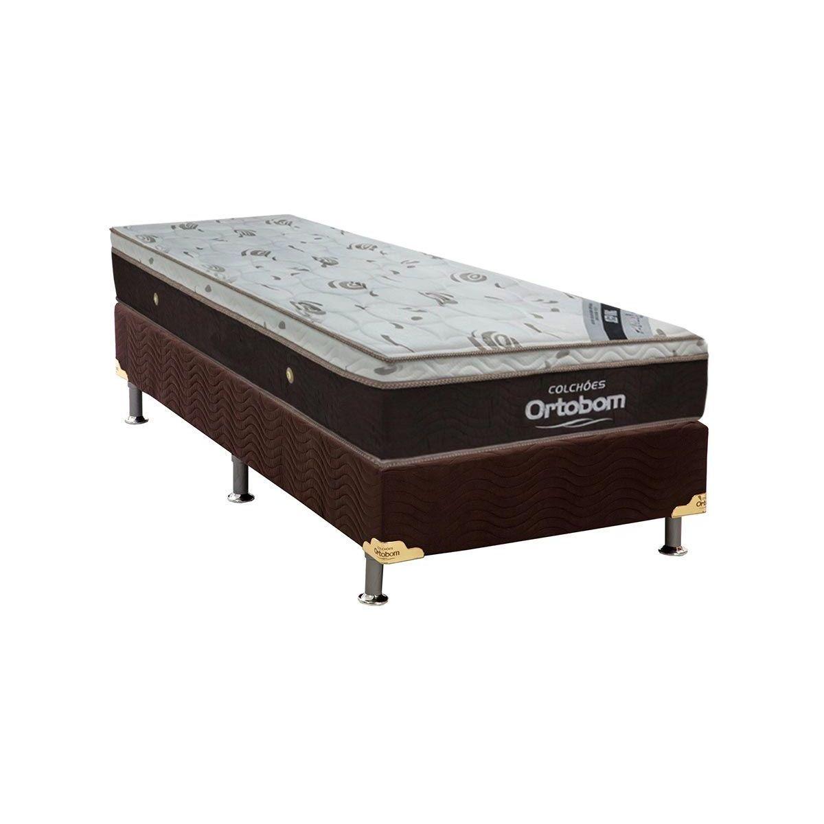 Cama Box Solteiro Colchao Molas Ensacadas Ortobom Superpocket Sleep King Box Suede Brown 88x188