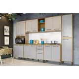 Kit De Cozinha Modulada 6 Pecas Austria 2 Paneleiros 2 Armarios 2 Balcoes C6p35 Cinamomo Off White Valdemoveis