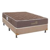 Cama Box Casal Colchao Molas Bonnel Herval Suite Master Base Crc Suede Bege 138x188