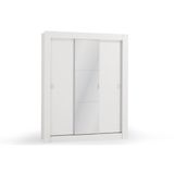 Guarda Roupa Solteiro 3 Portas De Correr C Espelho E Pes Cbh563 Polipropileno Branco Kappesberg