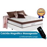 Cama Box Casal Colchao Molas Ensacadas Anjos Masterpocket New King Magnetico C Vibro Massagem Base Crc Courano White 138x188