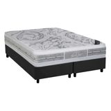 Cama Box King Colchao Molas Ensacadas Castor Pocket Super Luxo Latex Slx Base Crc Suede Gray 193x203