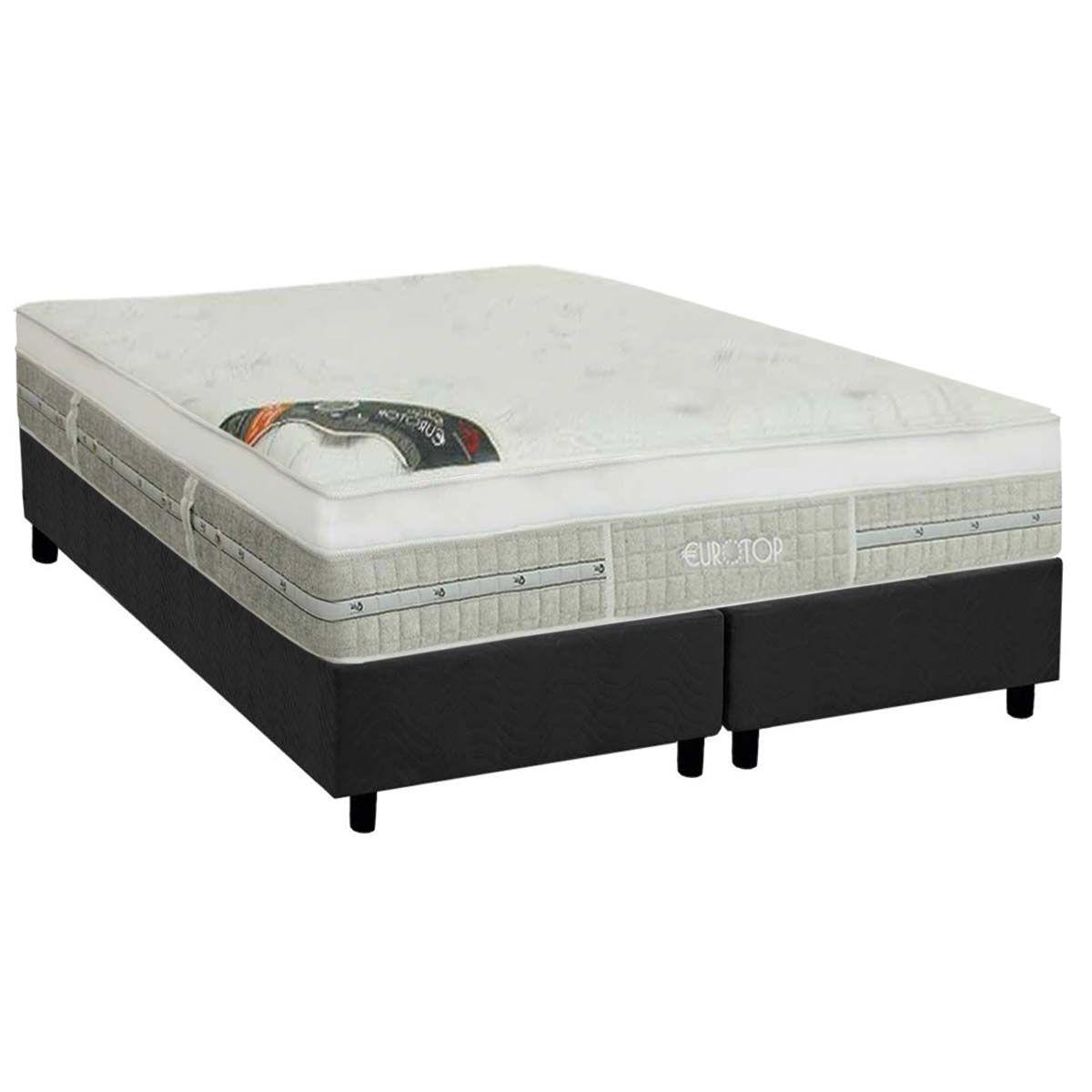 Cama Box King Colchao Molas Ensacadas Castor Pocket Gold Star Slx Gran Plush Latex Base Crc Suede Gray 193x203