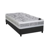 Cama Box Solteiro Colchao Molas Ensacadas Castor Pocket Super Luxo Latex Plush Double Face Base Crc Suede Gray 88x188