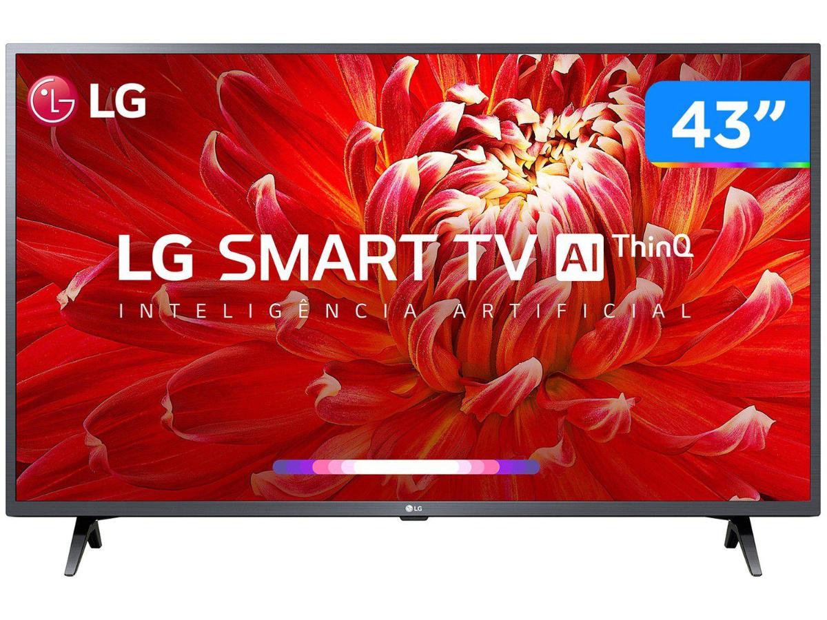 Smart TV LG 43'' Full HD LED 43LM6370PSB WiFi Bluetooth HDR ThinQ Al 3 HDMI 2 USB Preto Bivolt