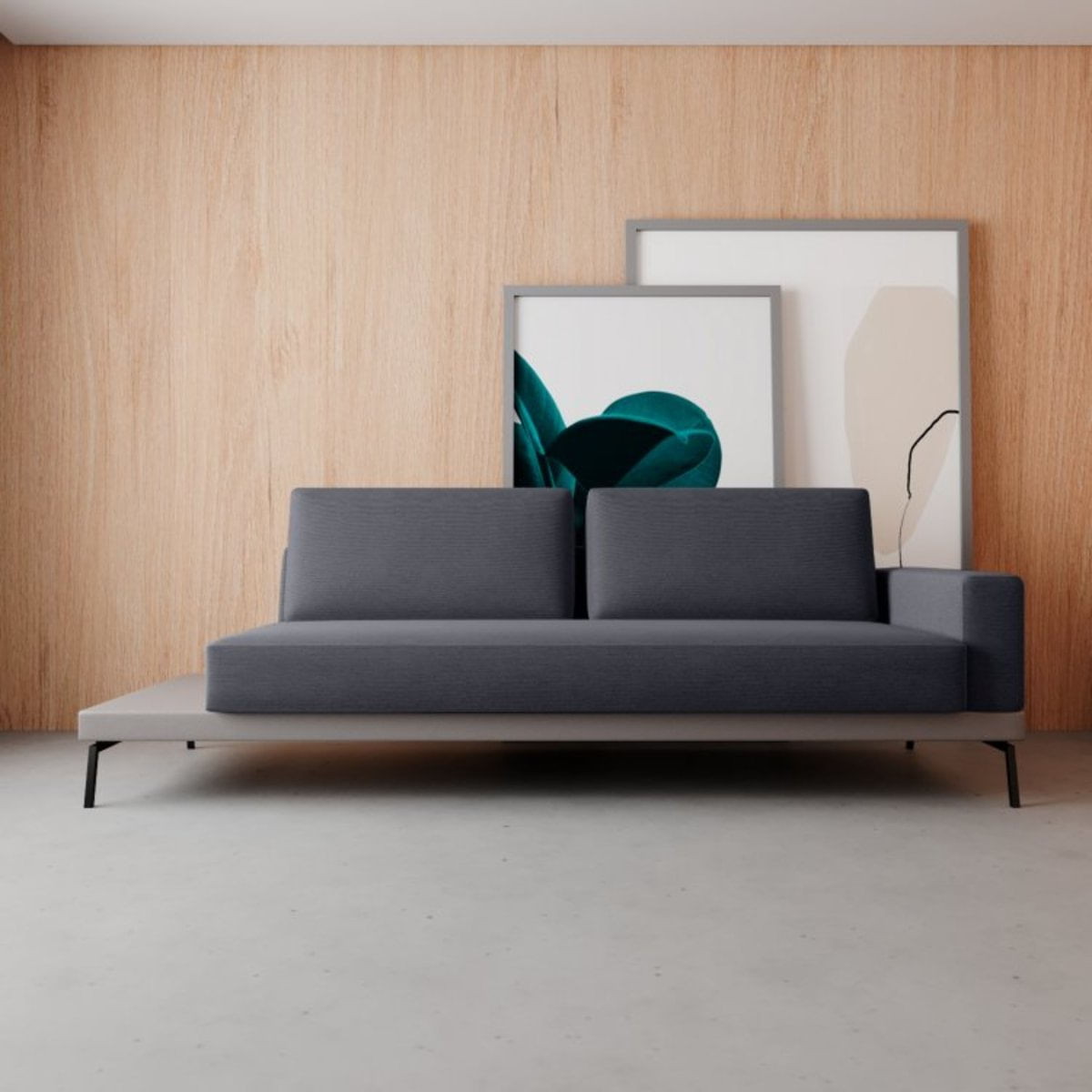 Sofá 3 Lugares Game Neo Cinza Claro/Cinza Chumbo/Courissimo Gelo