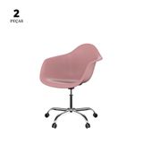 Conjunto Com 2 Cadeiras Eames Office Com Braço Office Rosa Empório Tiffany Base Em Aço Cromado