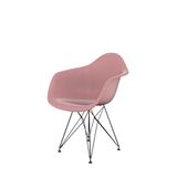 Cadeira Eames Com Braço Eiffel Rosa Empório Tiffany Base Preta