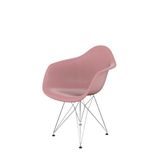 Cadeira Eames Com Braço Eiffel Rosa Empório Tiffany Base Aço Cromado