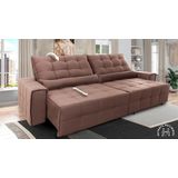 Sofá Retrátil/Reclinável Alaska 2,10m Suede Veludo Tabaco c/ Molas no Assento - King Kong