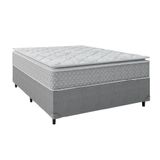 Cama Box Casal Colchão Molas Ensacadas Pillow Top Perfect 138x188x71cm Cinza/branco Umaflex - Suporta Até 120kg Por Pessoa