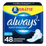 Absorvente Noturno Always Noites Tranquilas Cobertura Seca Com Abas Leve 48 Pague 40