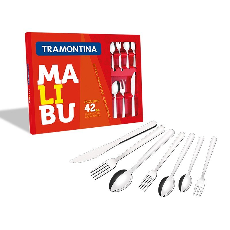 Jogo de Talheres 42 Peças Tramontina Malibu 23799039 Inox