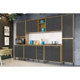 Cozinha Modulada Completa Austria 2 Paneleiros 2 Armarios 2 Balcoes C6p35 Cinamomo Grafite Valdemoveis