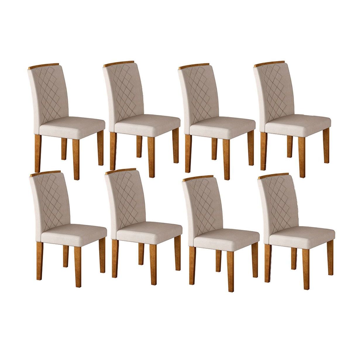 Conjunto Mesa Sala Jantar Jade Kit 8 Un Imbuia Veludo Creme Rufato