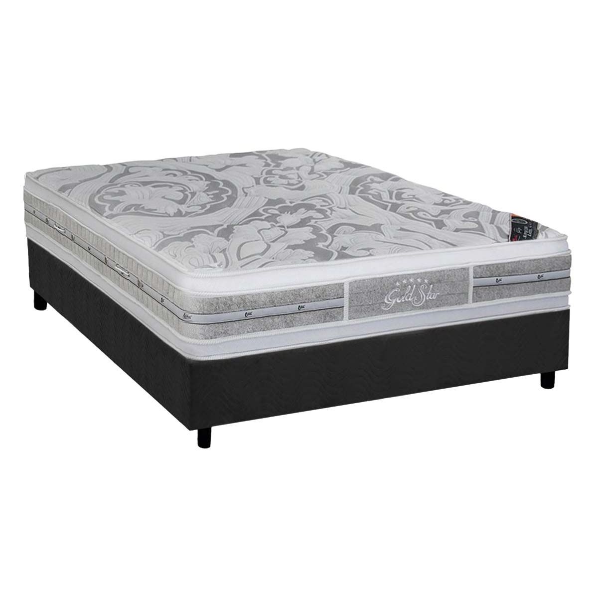 Cama Box Casal Colchao Molas Ensacadas Castor Pocket Super Luxo Latex Slx Base Crc Suede Gray 138x188