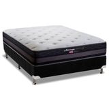 Cama Box Casal Colchao Molas Herval Maxspring Malaga Base Crc Suede Black 138x188