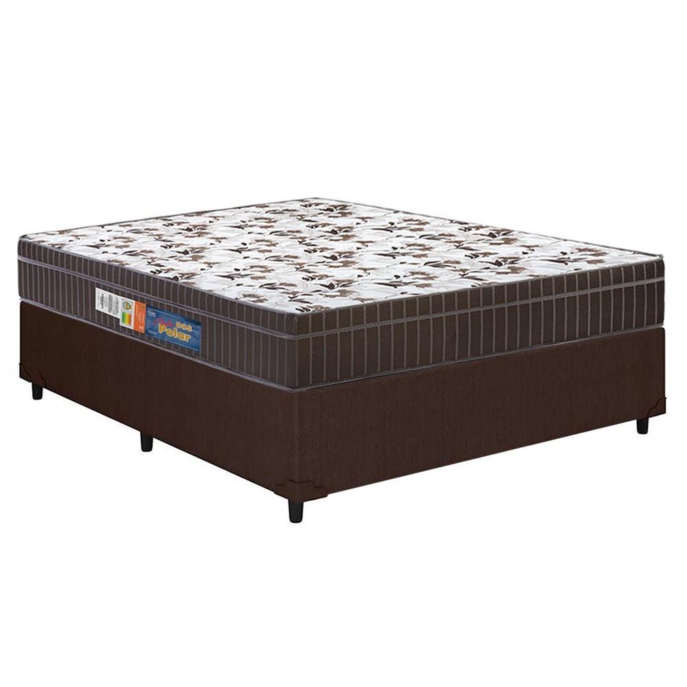 Cama Box Casal Colchao Espuma Polar D45 Perola Brown Base Crc Courano Brown 138x188